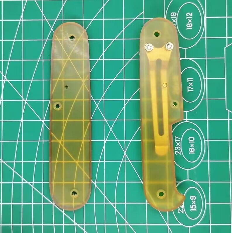 1 Pair ULTEM PEI Scales with Pocket Clip for 91mm Victorinox Swiss Army Knife