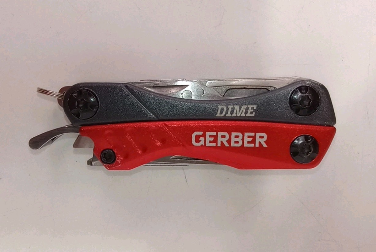 Gerber Dime Mini Multi-Tool, Knife, Pliers, Scissors, Red – Excellent Condition
