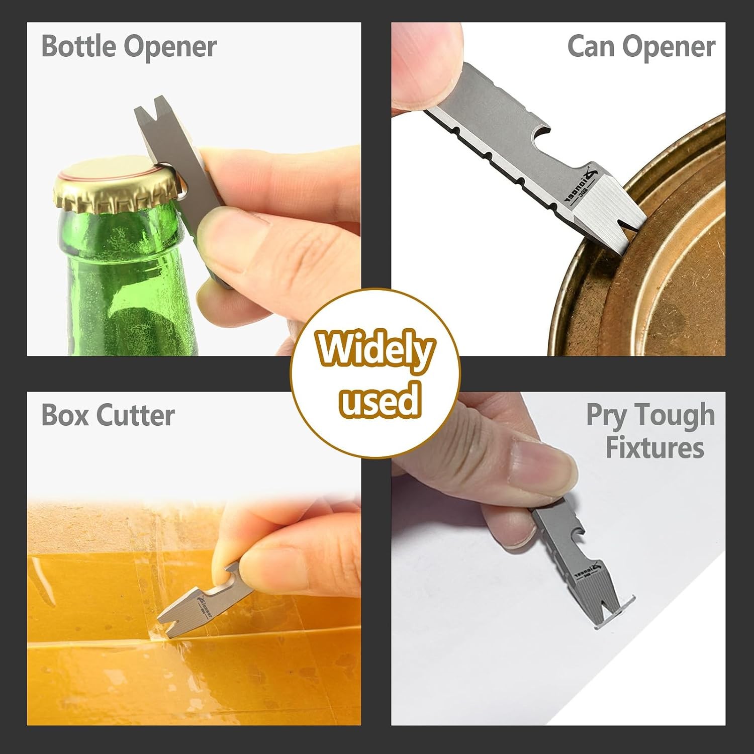 Titanium Mini EDC Pry Bar, Grey | Mini Crowbar, Multi-tool Scraper Opener, Porta