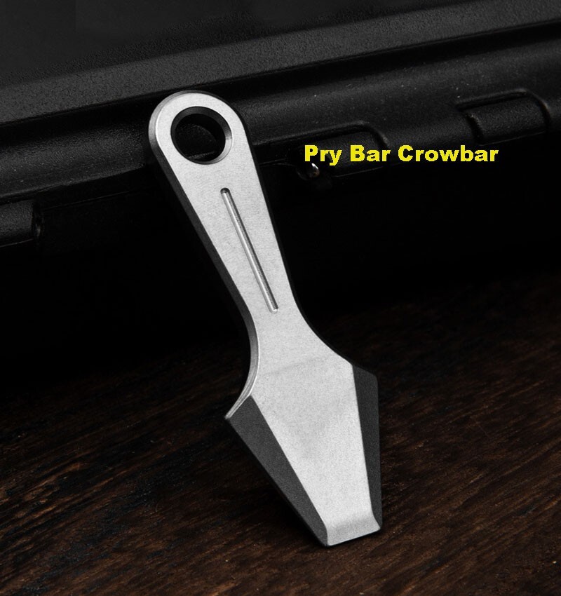 Mini Titanium Keychain Pry Bar Crowbar Necklace Pendant DIY Portable EDC Gadget