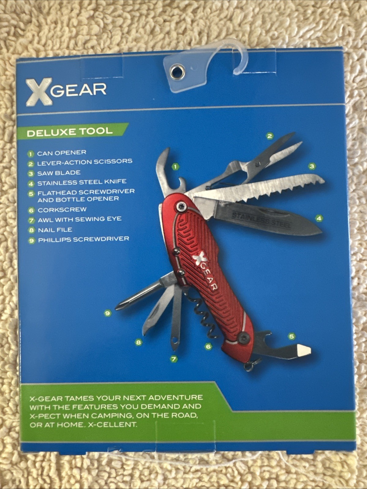 NEW X-Gear Deluxe 10-in-1 Stainless Steel Multi-Tool Camping Survival Tool Gray