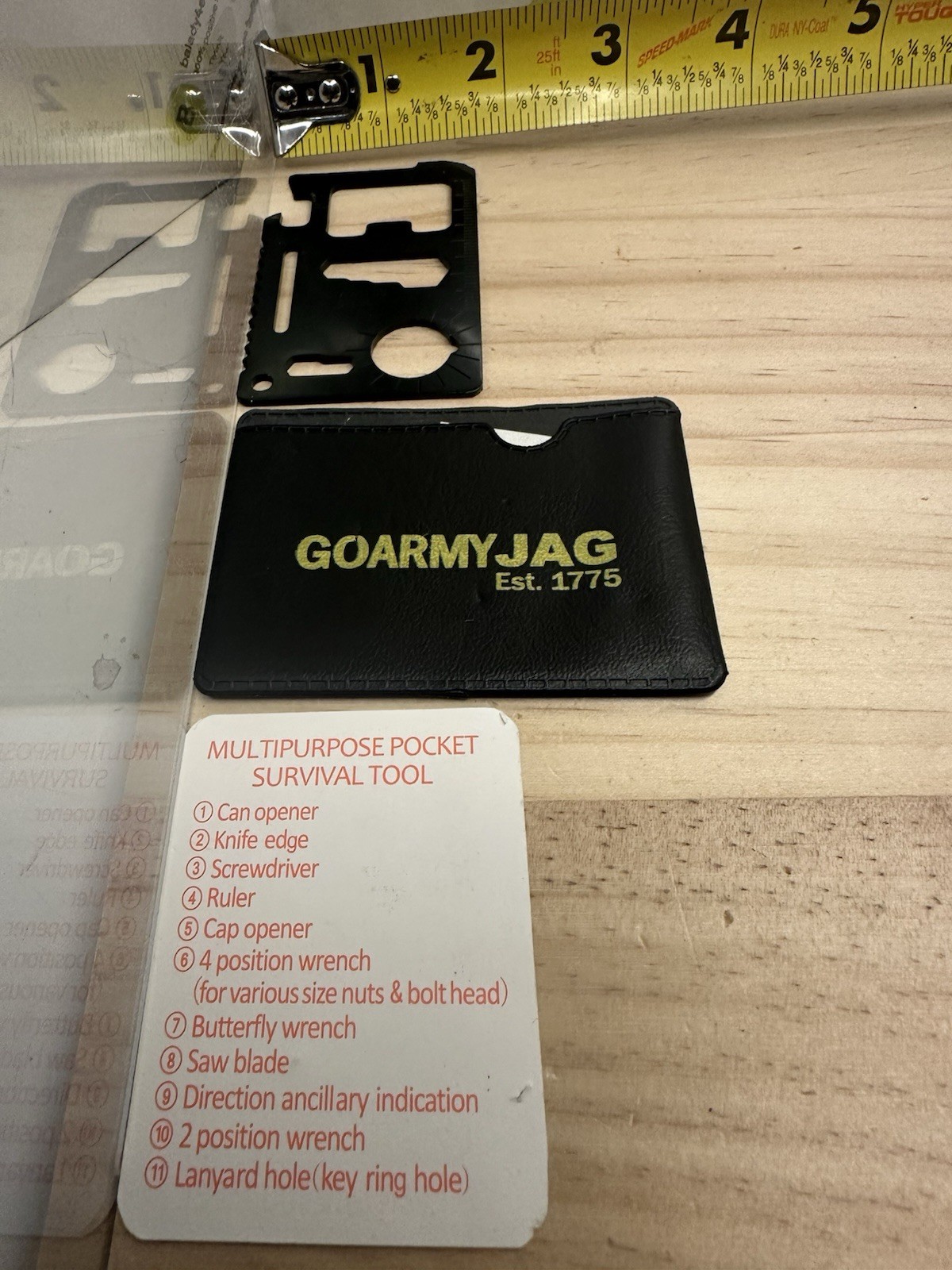 “GO ARMY Jag Est. 1776” Branded 11 in 1 Multi-tool Survival Credit Card