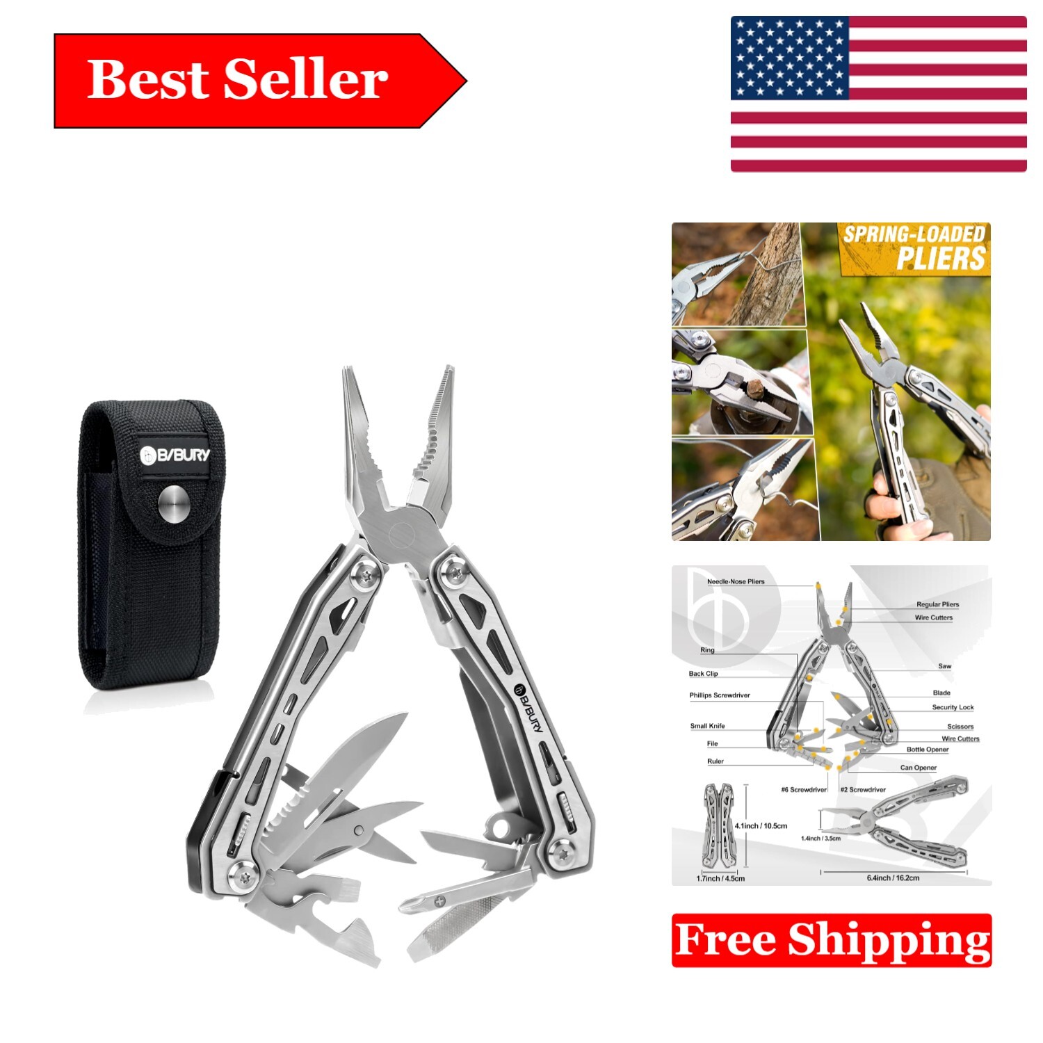 Compact 17-in-1 Multitool with Pliers & Scissors – Ideal for Home & Outdoors
