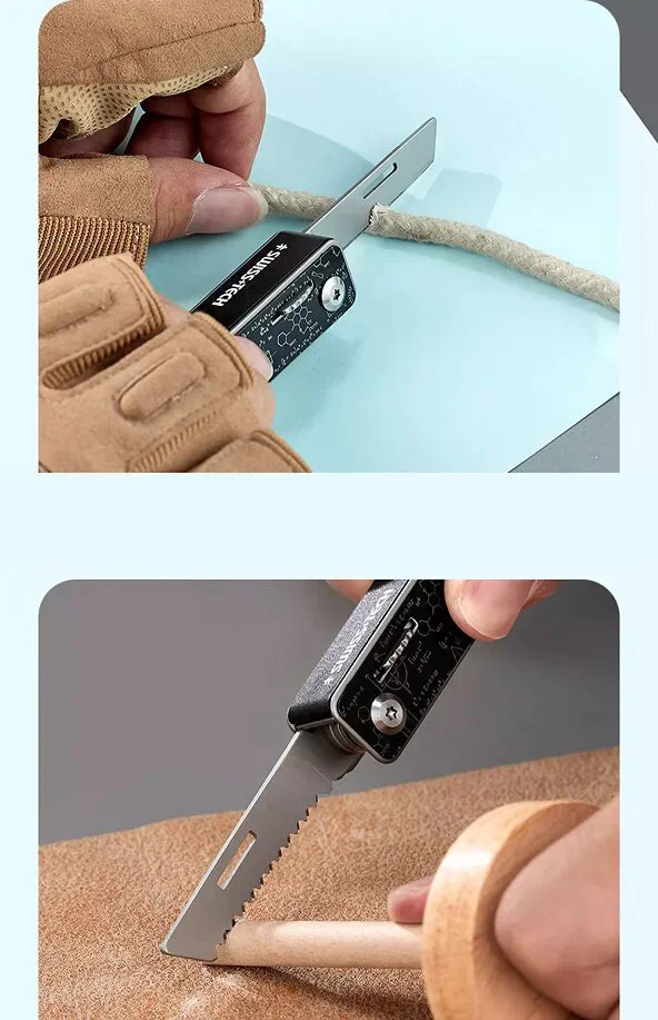Mini Portbale Swiss Tech 9 In 1 Multitool Knife Folding Scissors Screwdriver