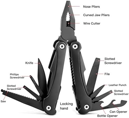 14-in-1 Multitool Pliers with Pocket Clip, Knife, Screwdrivers, Saw, Gifts