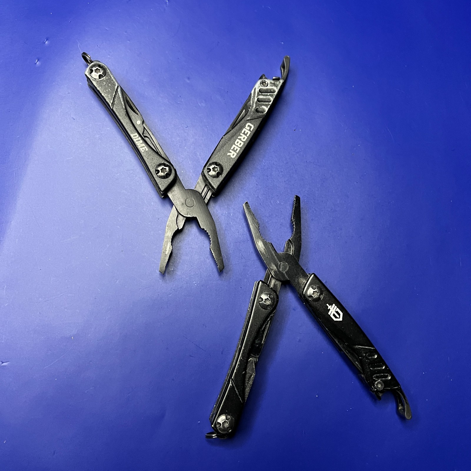 Lot of 2 Gerber Dime Multi-Tools Small Keychain Pliers Knife File Scissors