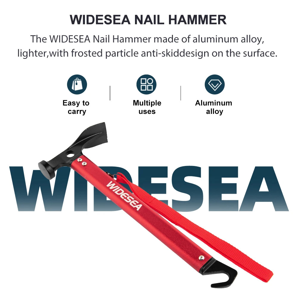 Widesea Aluminum Alloy Camping Nail Hammer Strong Durable Easy to Carry Multifun