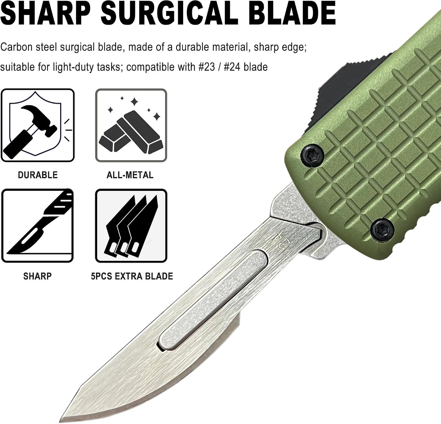 Auto Retractable Scalpel Knife, EDC Double Action Automatic Retracting Pocket Kn