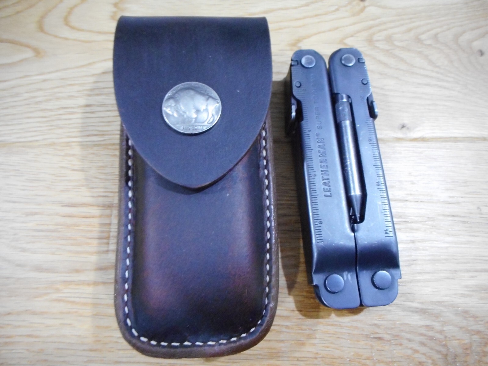 Leatherman Super tool 300 Crazy Horse leather sheath. Buffalo snap. Sheath only.
