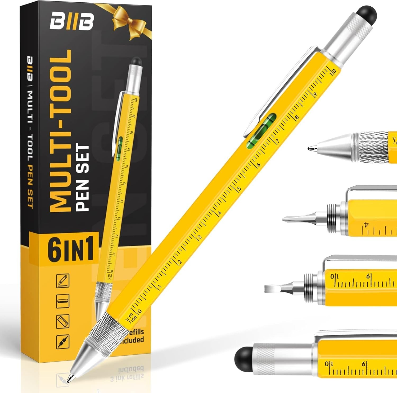6 in 1 Multitool Pen Cool Gadgets Gift for Men Dad Husband Birthday Valentines