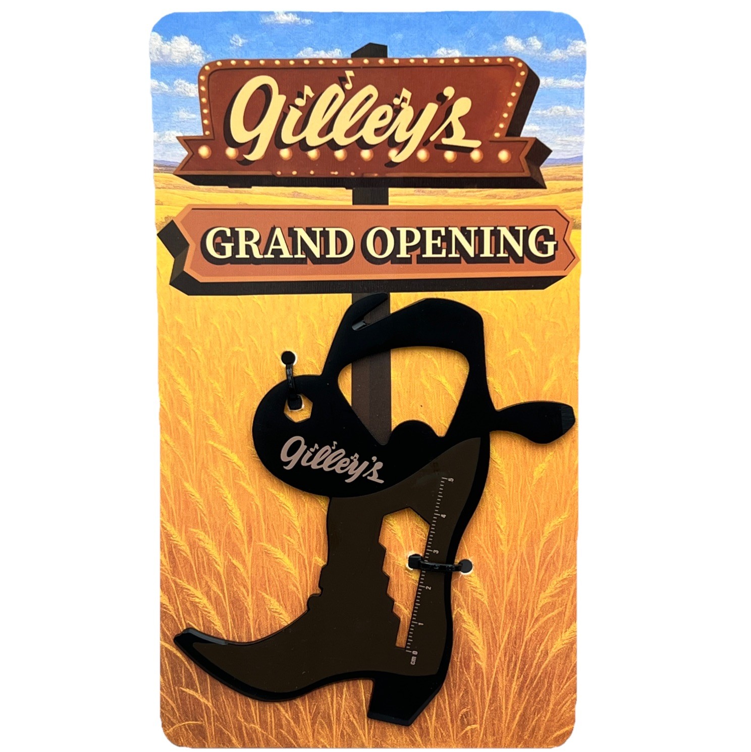 Gilly’s Cowboy BootMulti-Tool Bottle Opener Screwdriver Ruler Wrench On Card