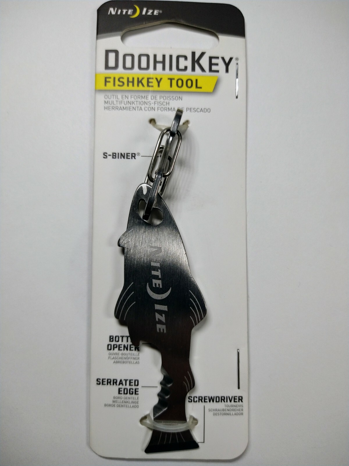 Nite Ize DooHicKey FishKey Multi-Tool Stainless Steel Key Chain KMTFKS-11-R6