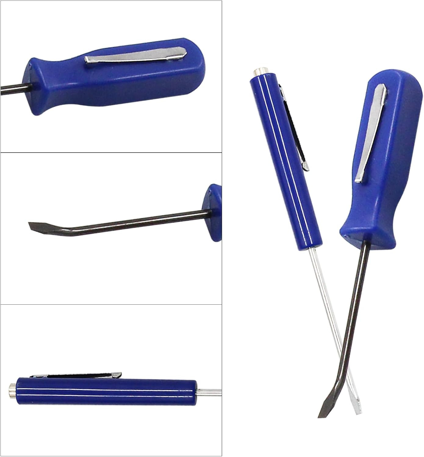 Multifunction Blue Mini Pocket Pry Bar with Pocket Clip & Slotted Screwdriver wi