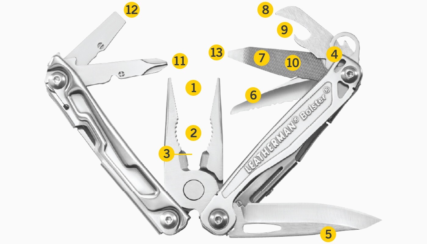 Leatherman Bolster 13-Tool Stainless Steel Multi-tool & Sheath Lightweight 5.9oz