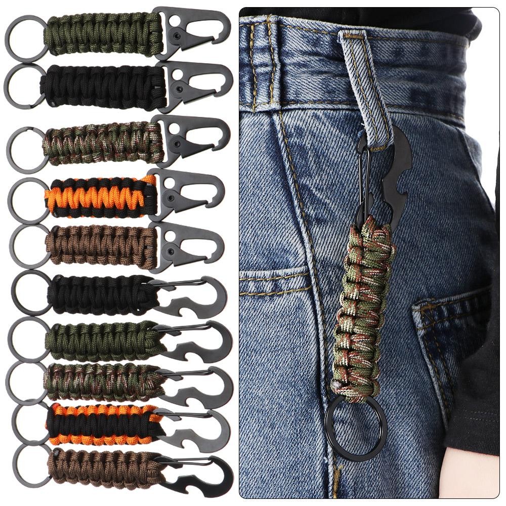 Outdoor Paracord Keychain Carabiner Survival Clip Camping Bottle Opener Tool