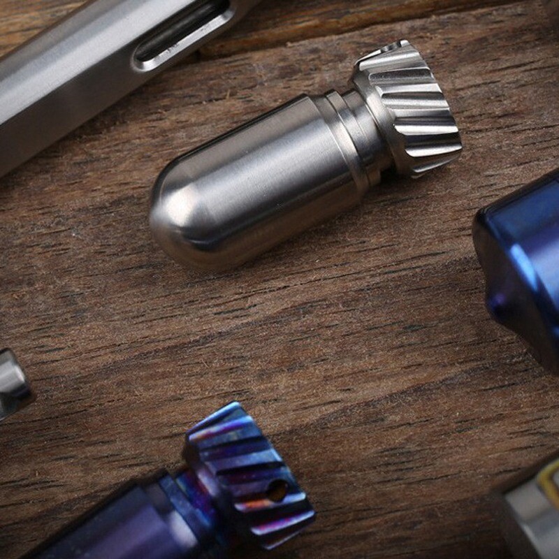 Titanium Ti CNC Torpedo Type Portable Waterproof Pill Case Key Container EDC Box