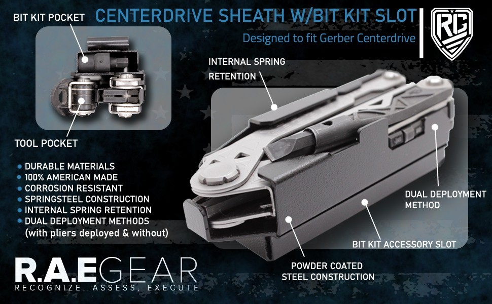 CENTERDRIVE multitool sheath – by RAE GEAR USA – compatible with GERBER