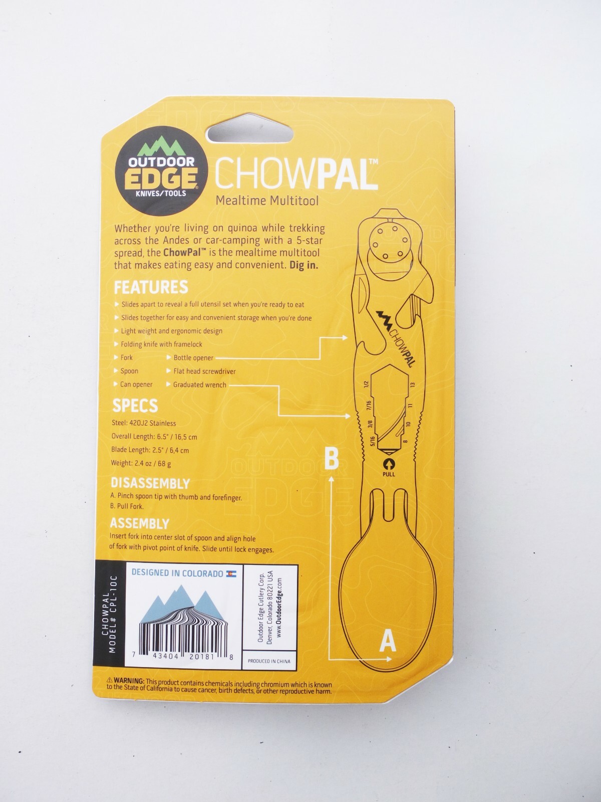 Outdoor Edge CHOWPAL Outdoor Mealtime Multi Tools 420J2 Stainless Steel