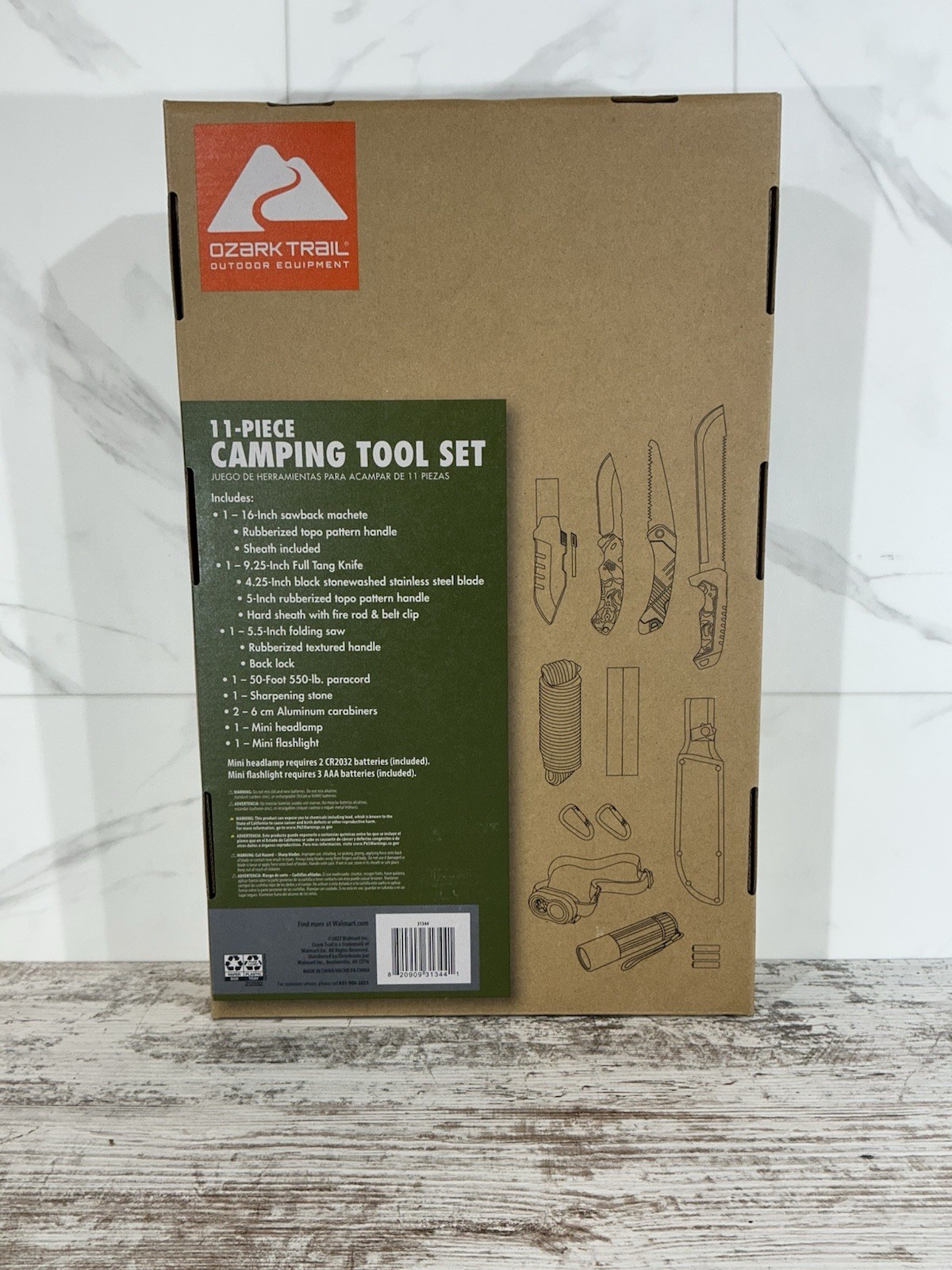 New OZARK TRAIL 12 – PIECE CAMPING TOOL SET – Knifes Axe Sheaths Survival