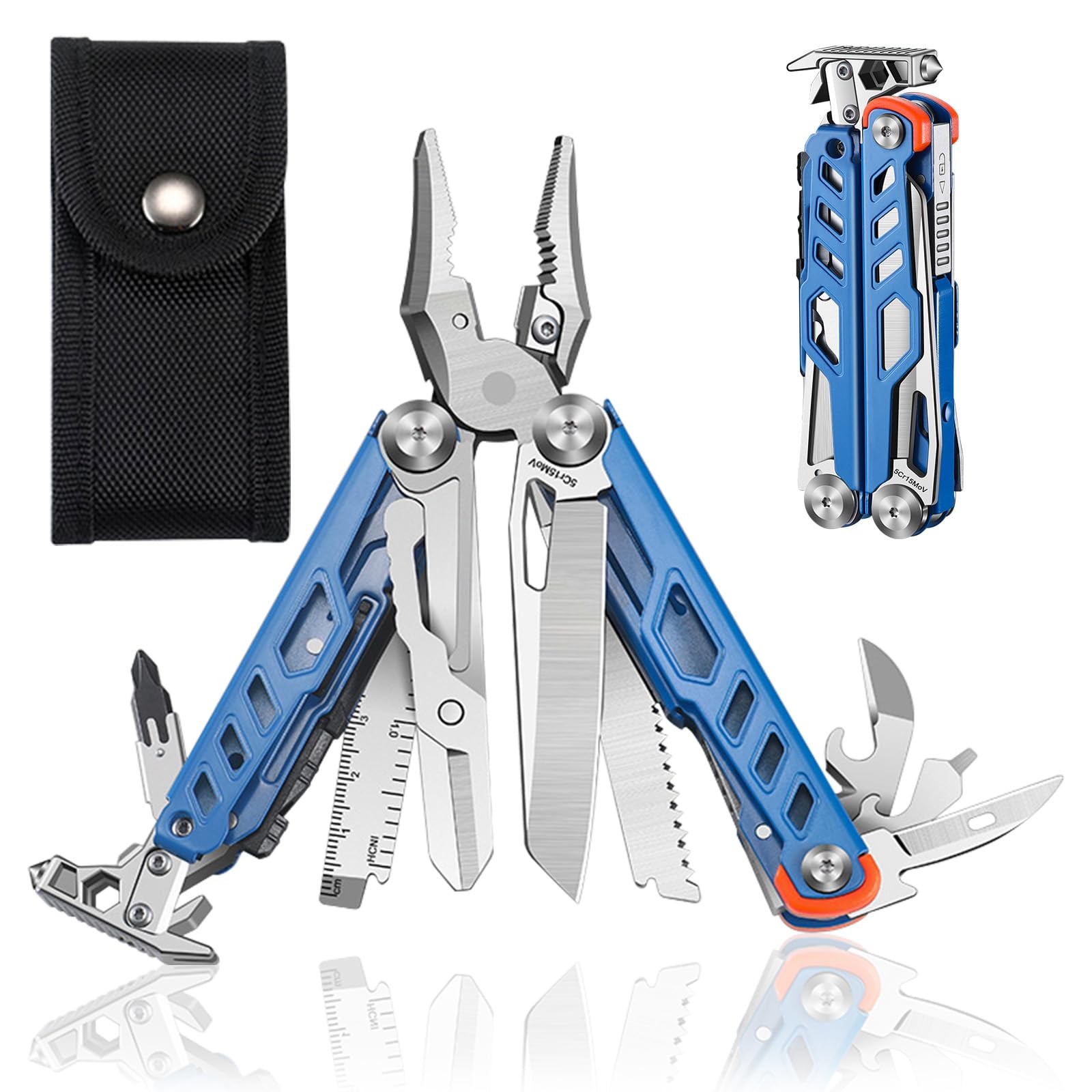 23-in-1 Multitool Pliers with Scissors, Wire Cutters, Window Breaker, Flint, …