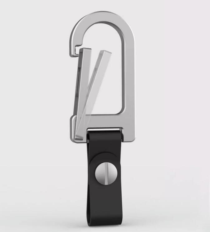 Titanium Alloy + Leather Keychain Carabiner Portable Card Key Hang Buckle EDC