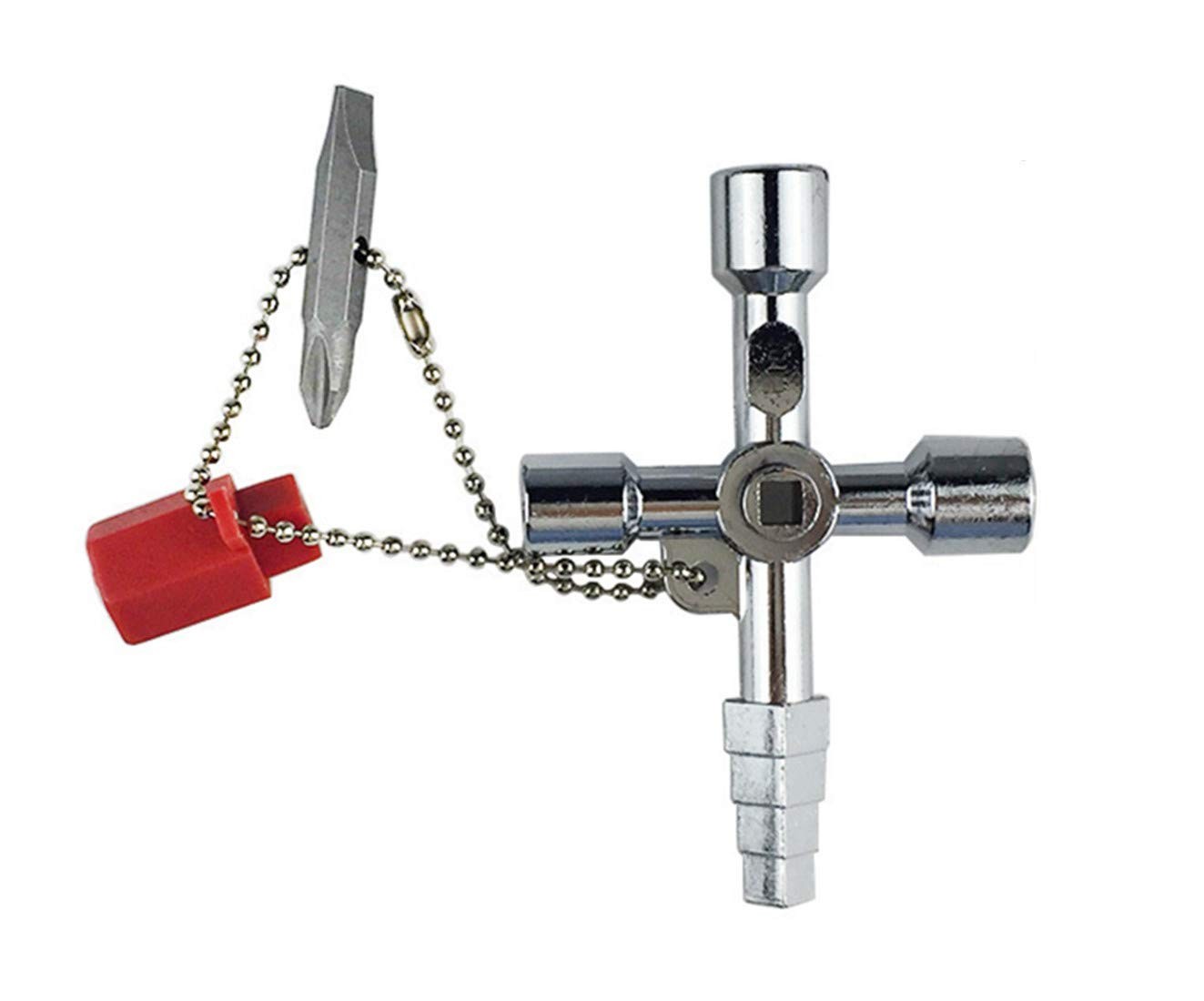 4in1 Universal Cross Triangle Square Round Alloy Key Wrench Elevator Cabinet