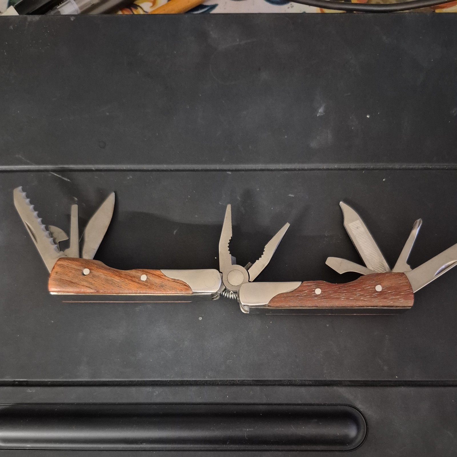 Vintage Wooden Multitool With Spring Action Pliers