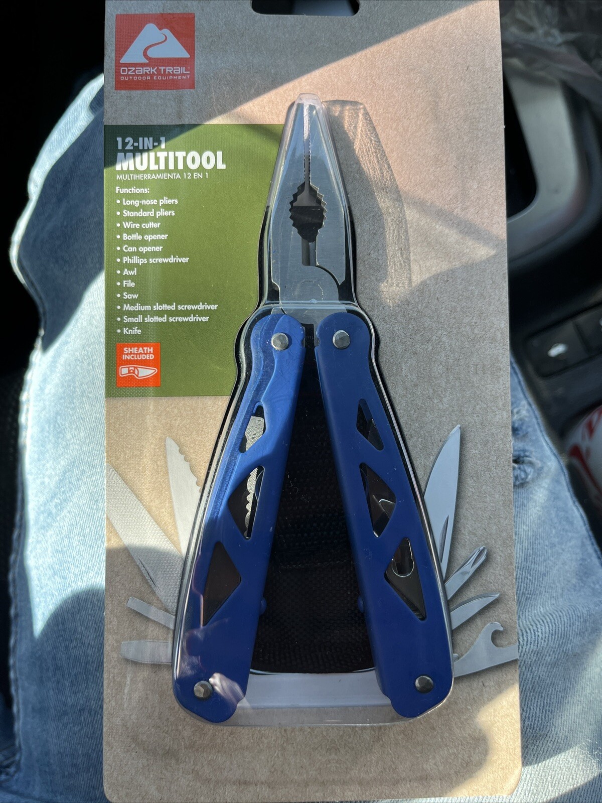 OZARK TRAIL BLUE STAINLESS STEEL 12 IN 1 MULTITOOL WITH SHEATH – BLUE