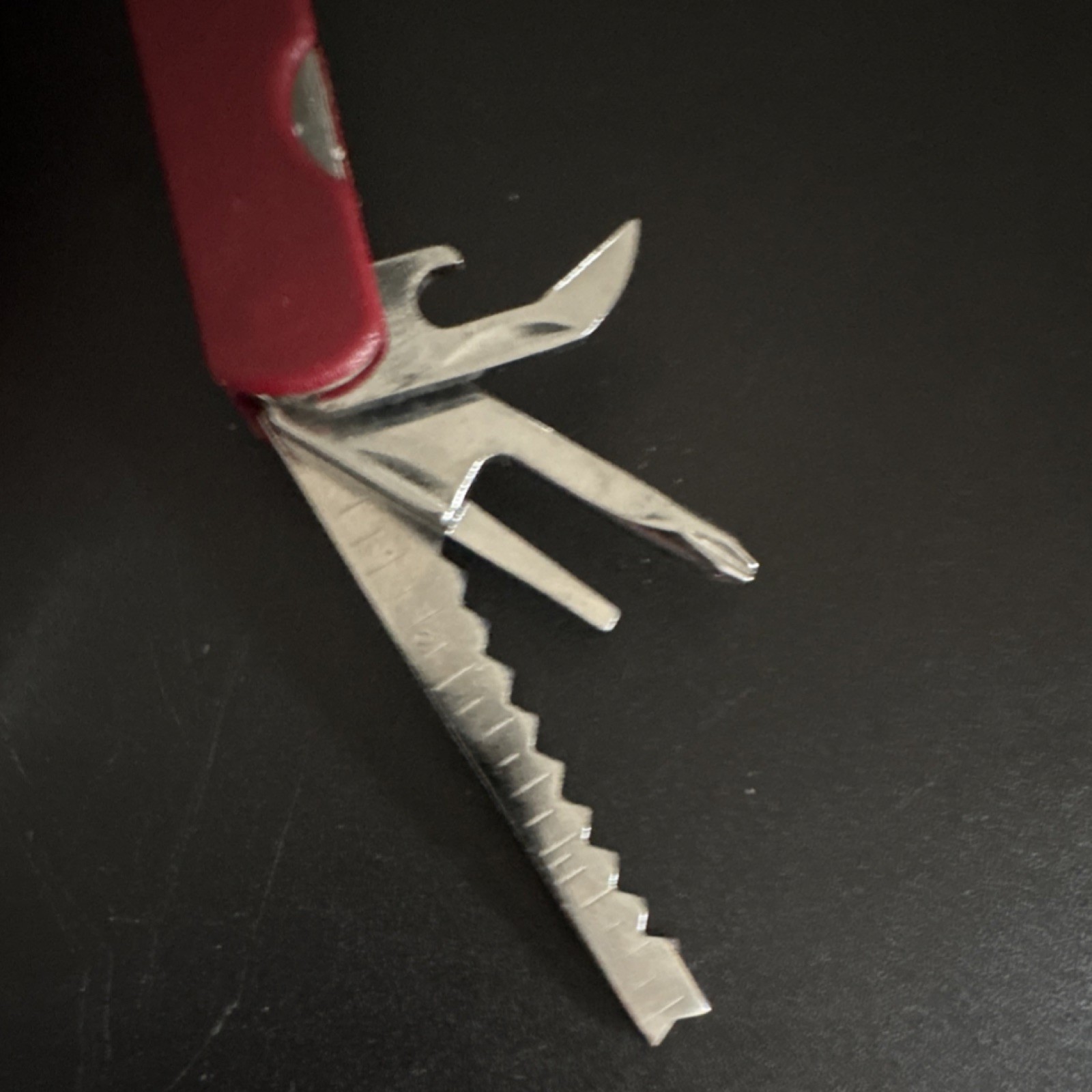 Red 8-in-1 Folding Pliers Multi-Tool w/ Knife Saw File Bottle Opener, 4in