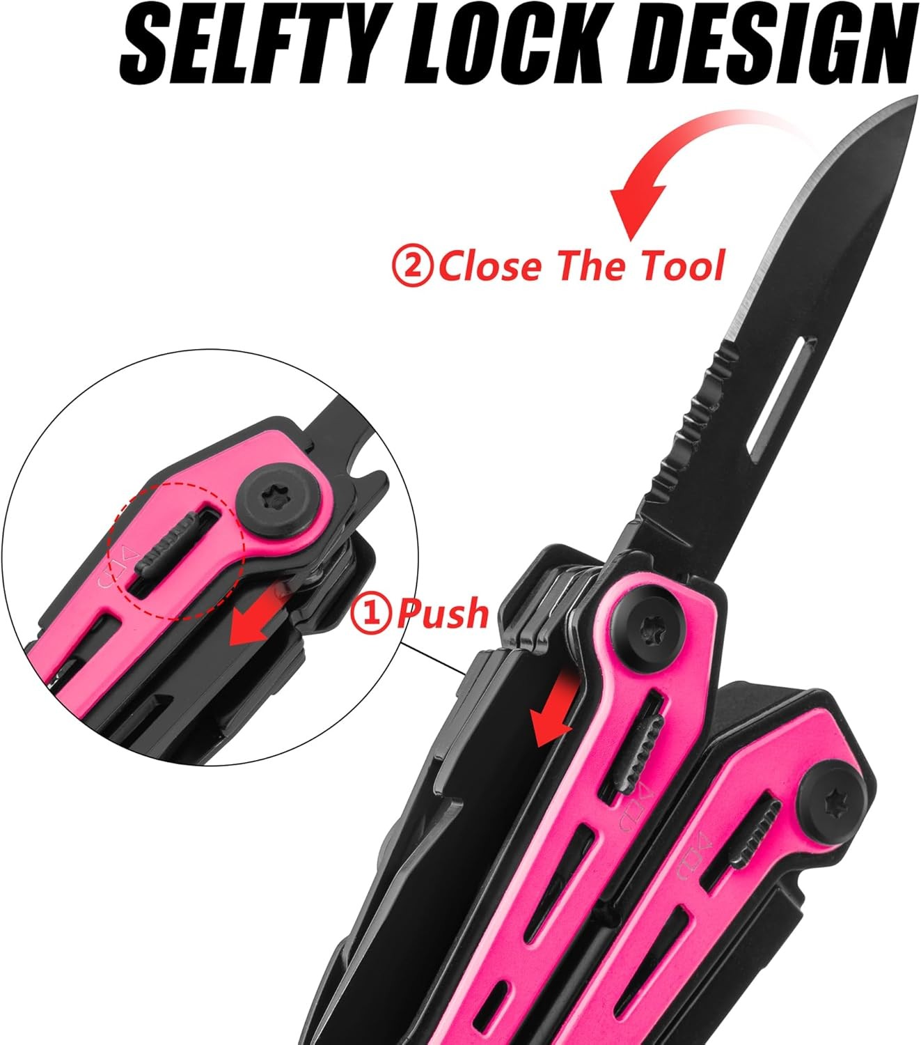16-in-1 Pink Multi Tool Pliers Gifts Men Women Stainless Steel EDC Multitool W/