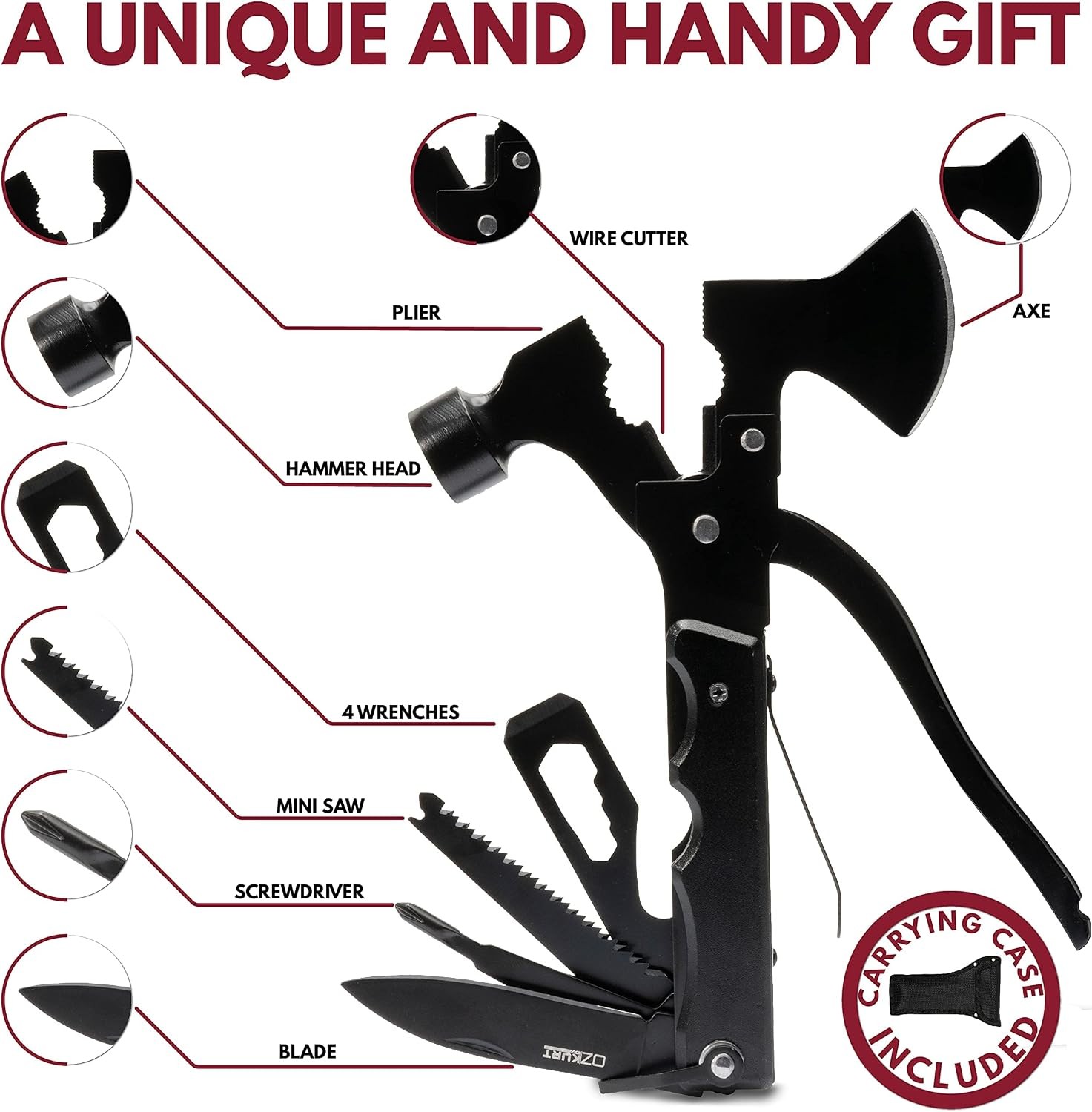 Laser Engraved Personalized All-In-One Hammer Multitool w/Name/Customizable Text