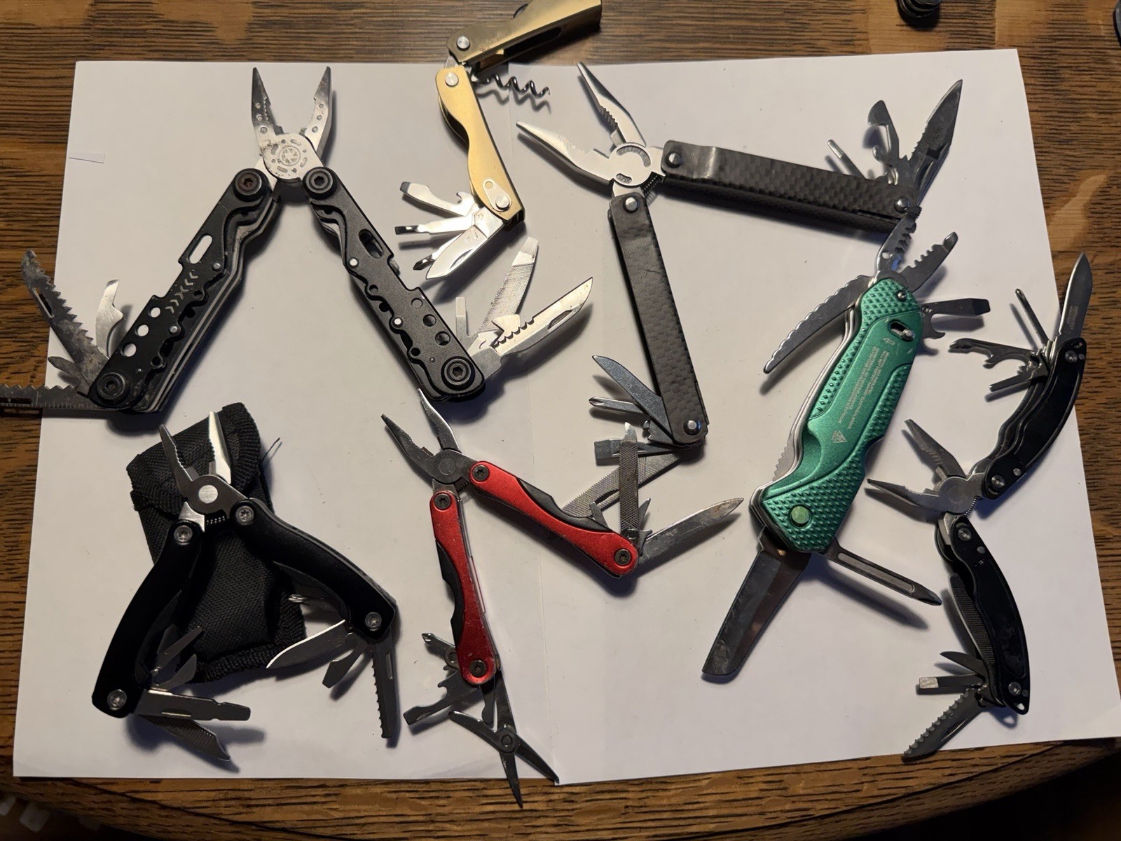 Great Deal! Lot Of 7 Multi Tools Electricians Pliers Cork Screw Blade File Etc