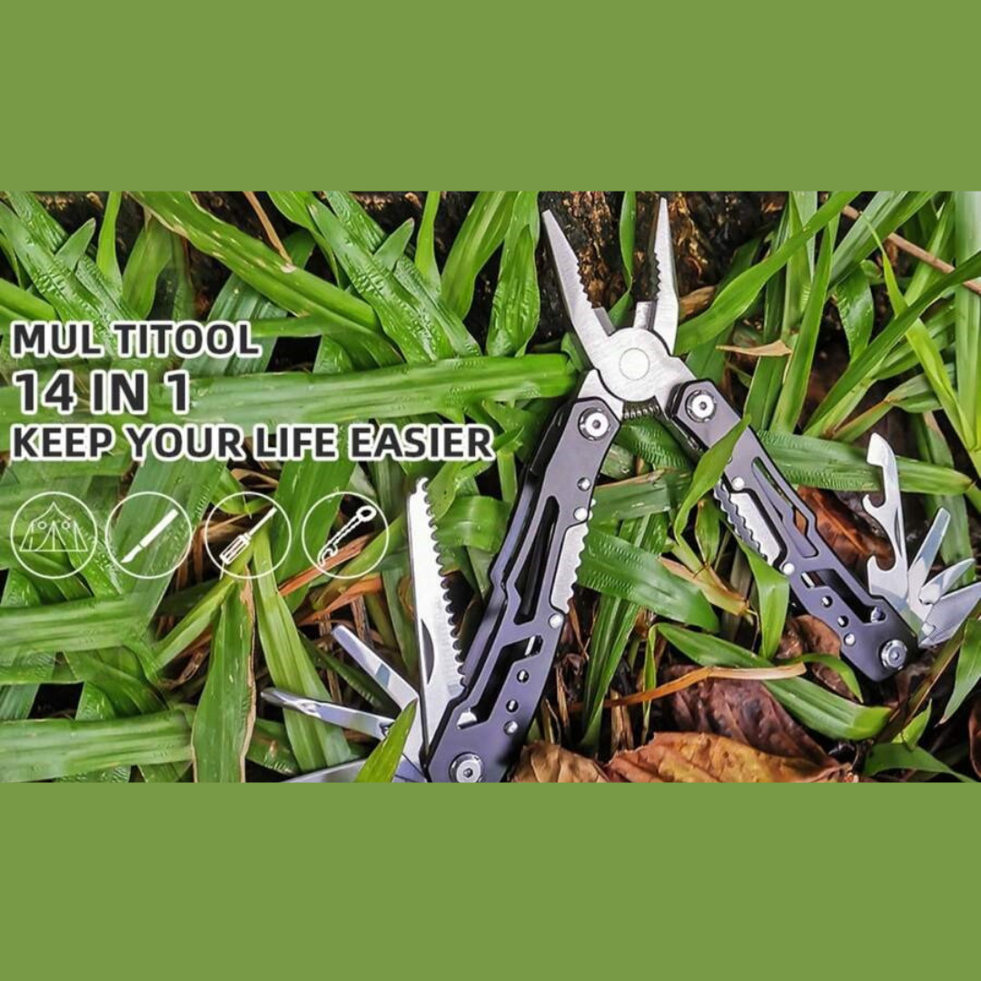 14-in-1 Stainless Steel Multi-Tool Pliers with Knife Screwdrivers & Nylon Sheath