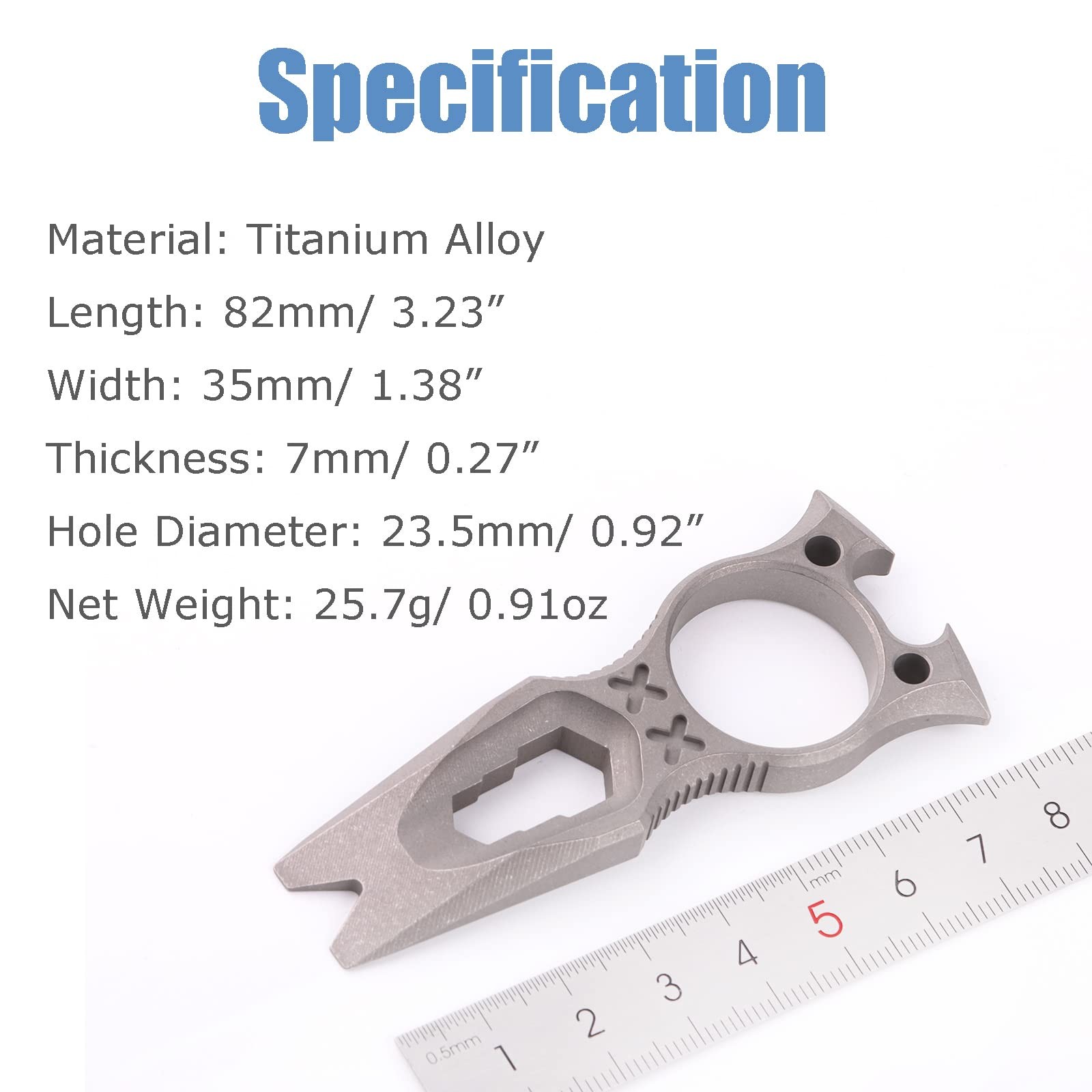 Pry Bar Multi Tool Titanium with Wrench Bottle Opener Pry Bar Function Mini P…