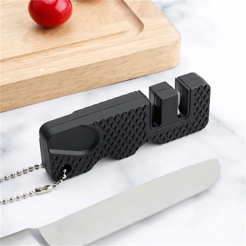 Ceramic Steel Dual Pocket Knife Sharpener KeyChain Survival Gear Hiking Camping