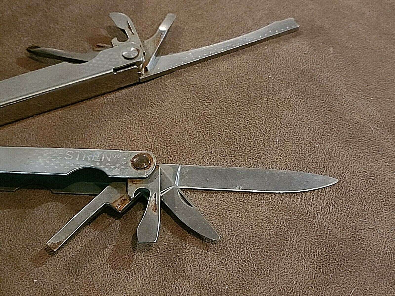 Stren Stainless Steel Multi Tool w Leather Belt Sheath Folding Pliers Rare