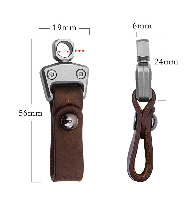 EDC Titanium Alloy + Leather Portable Car Universal Keychain Hanging Buckle Tool