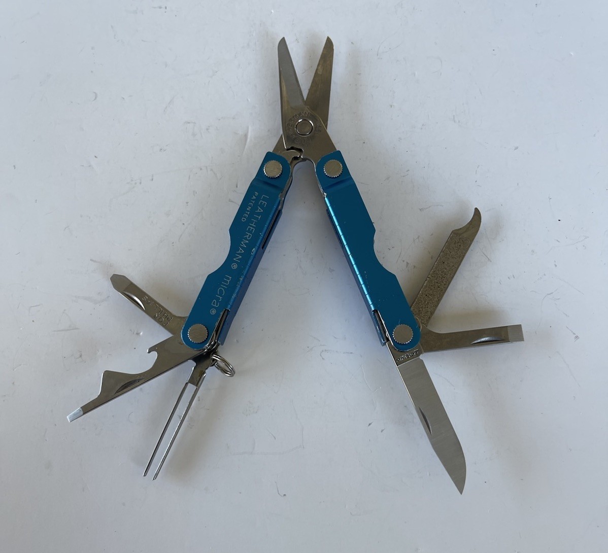 Leatherman Micra Multi Tool Stainless Navy Blue ,Scissors, Plain Edge, Fast Ship