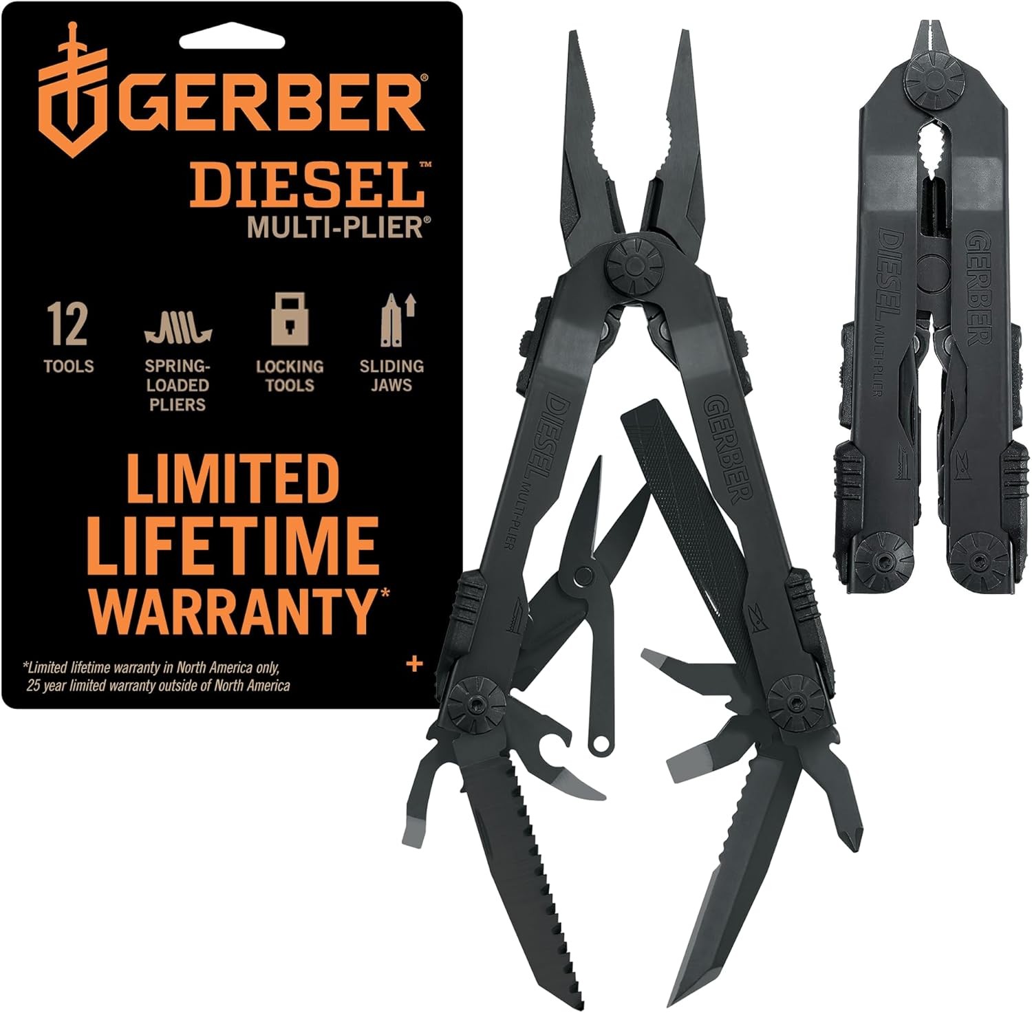 Gerber Gear Diesel Multitool Needle Nose Pliers Set,12-in-1 EDC Multi-Tool Knife