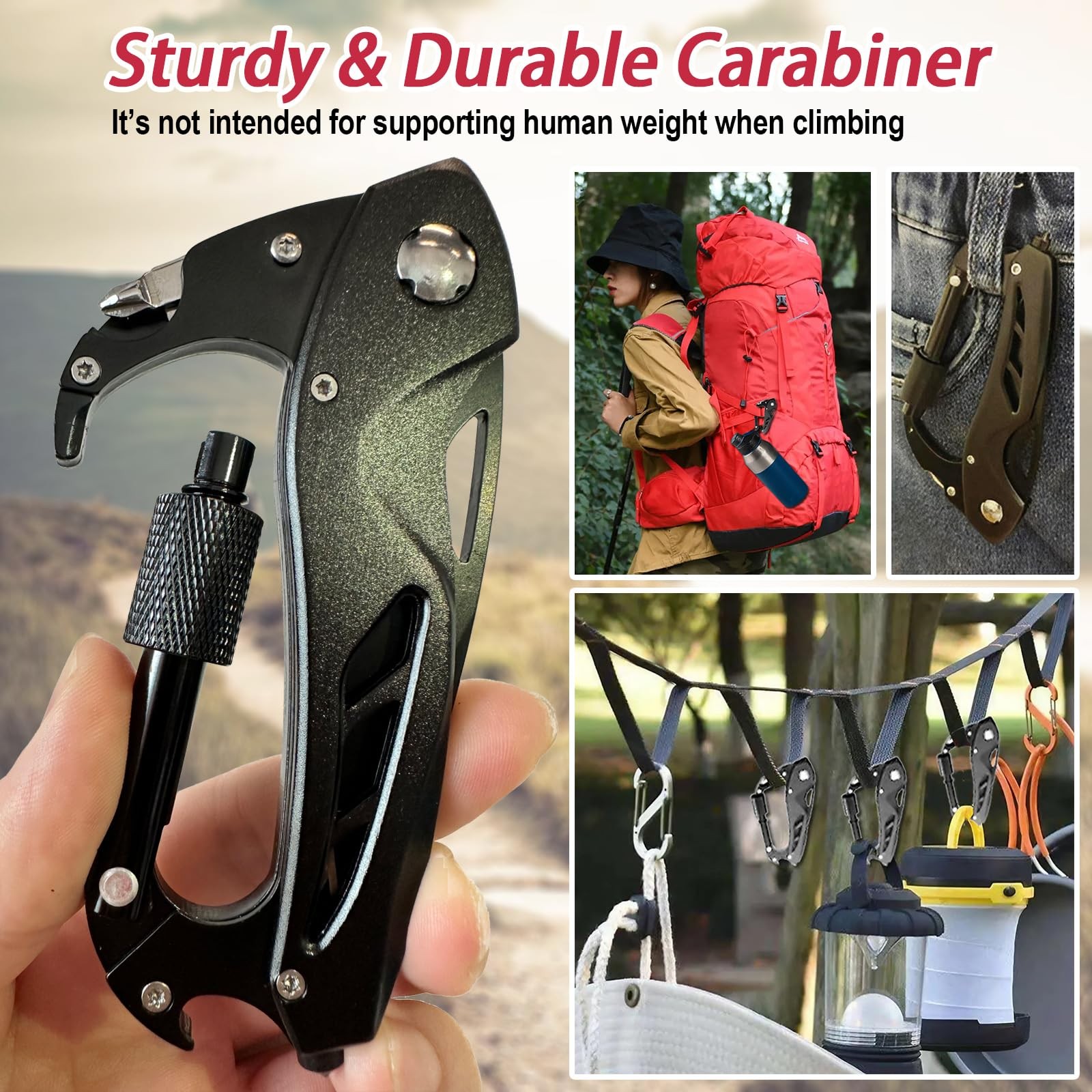 Carabiner with Knife, Multitool Carabiner Pocket Knife, Folding Sharp Knives,…