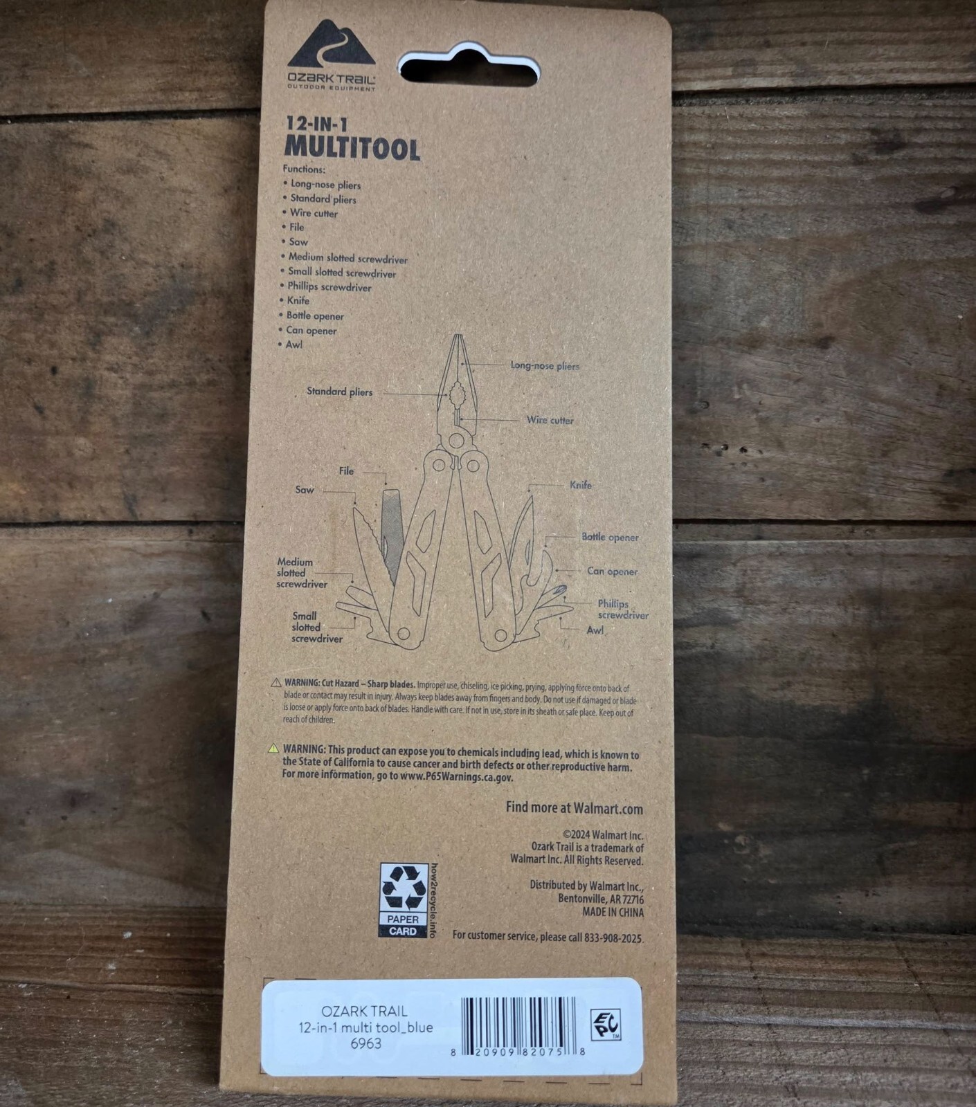 Multi Tool 12 in 1 Pliers ~ Blue Powder Coated Handles ~ New in Package
