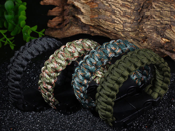 Survival Bracelet Flint Knife Whistle Compass Scraper Paracord Outdoor Camping
