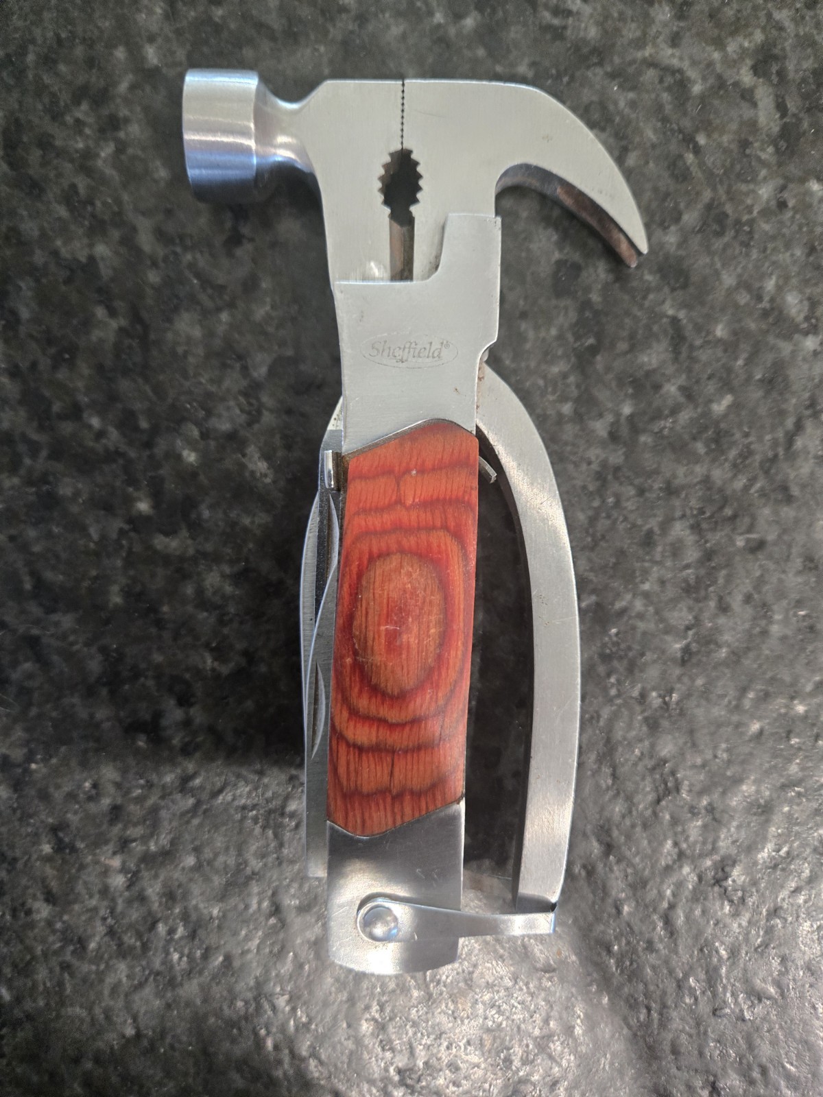 Sheffield 12913 The Hammer 14-In-1 Multi Tool Stainless Steel & Hardwood Handle