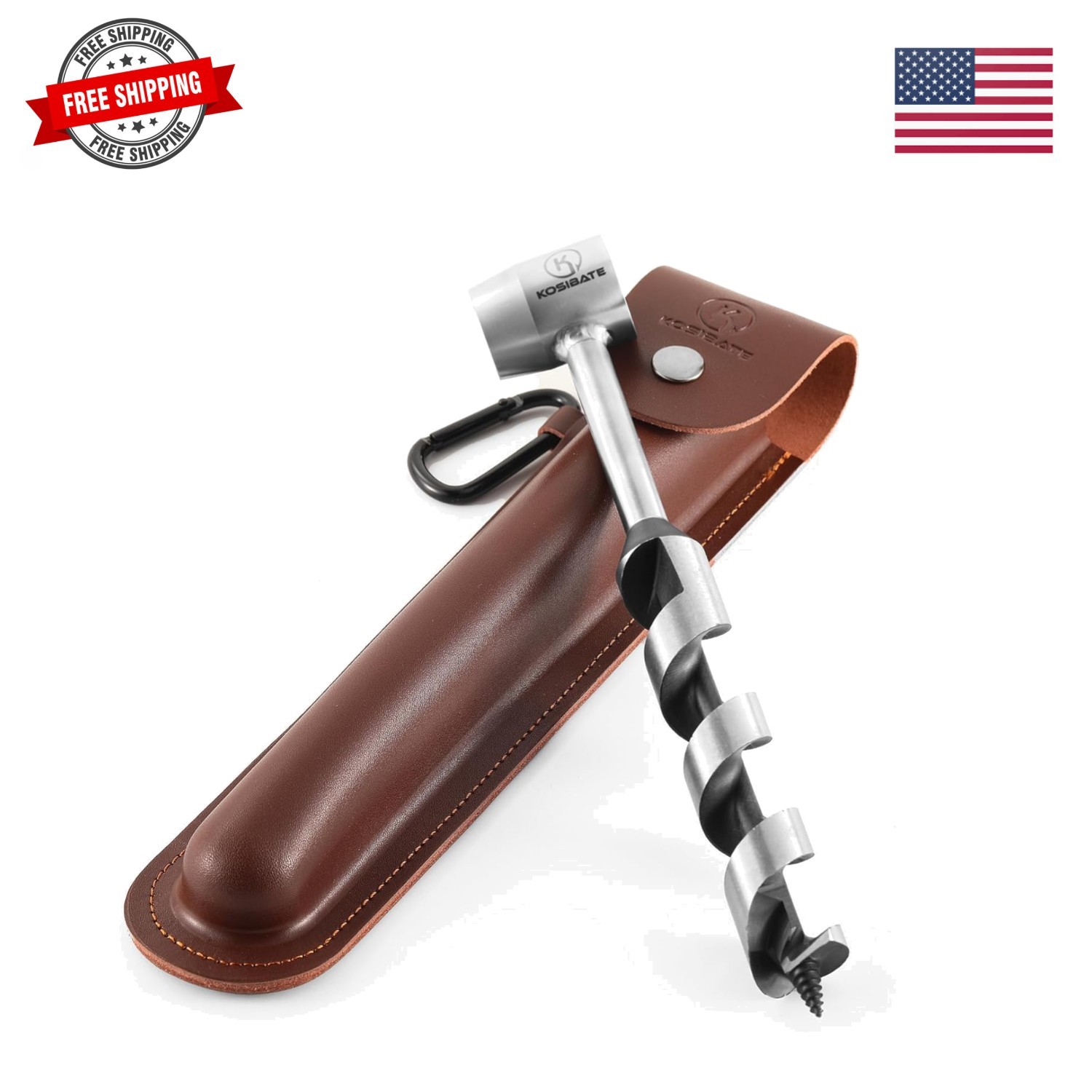 Durable Hand Auger Wrench with Genuine Leather Sheath – Lightweight & Efficient