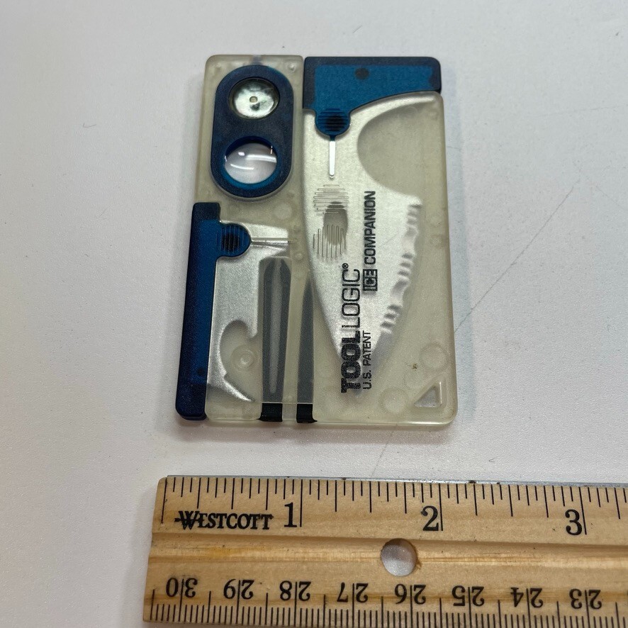 Tool Logic Credit Card Ice Companion W/ Compass Wallet Multi Survival Tool Knife