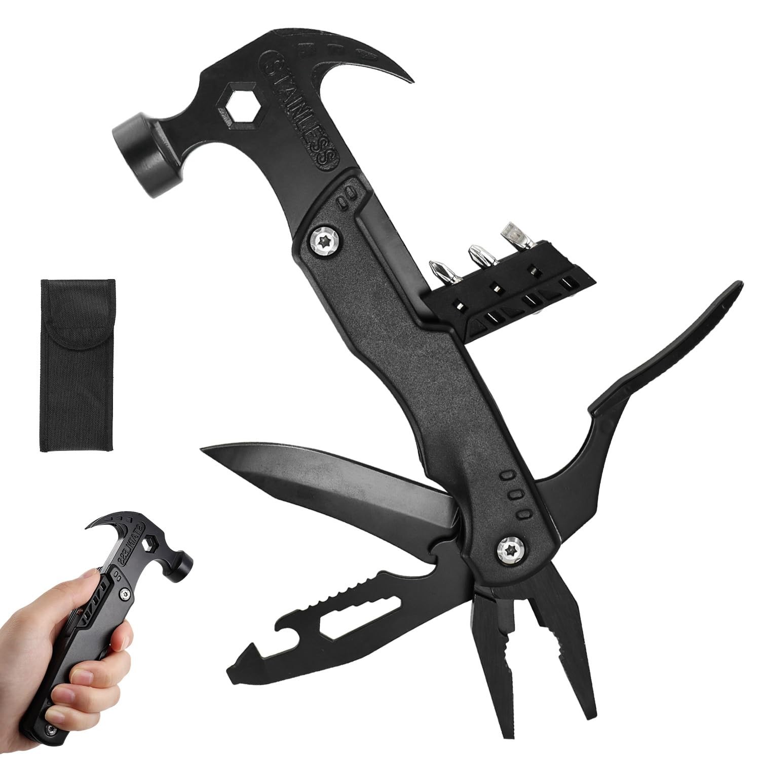 15 in 1 Multitool Hammer Multi Tool Survival Gear Multitool for Men，Survival …
