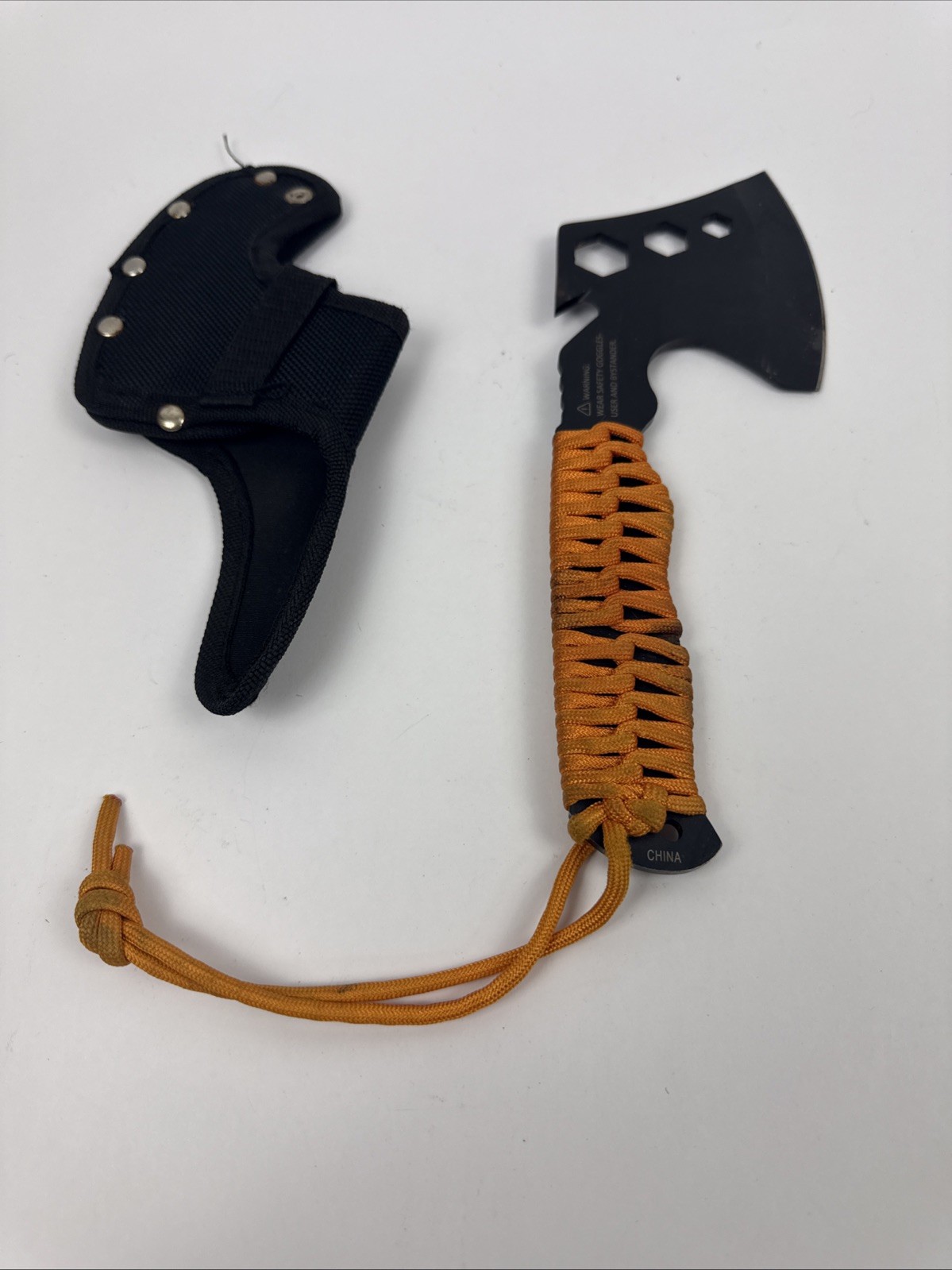 Used UST Survival Axe Hatchet Tool Paracord Handle Hex Wrench Bottle Opener