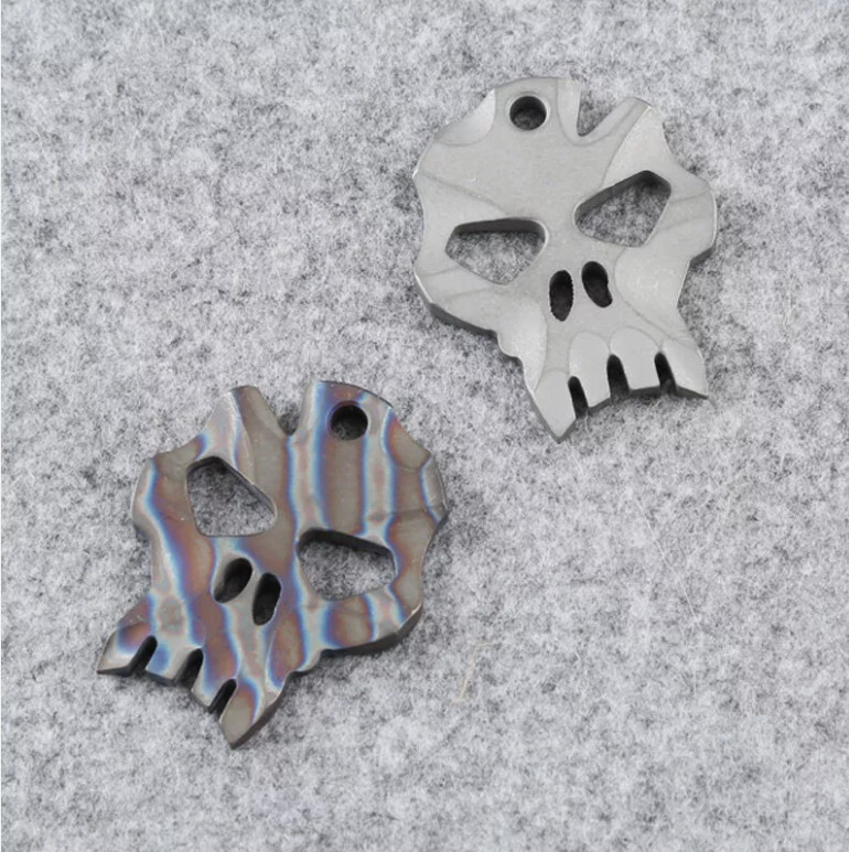 Titanium Alloy Skull EDC Lanyard Pendant Bead Keychain Fashion Necklace Sinker