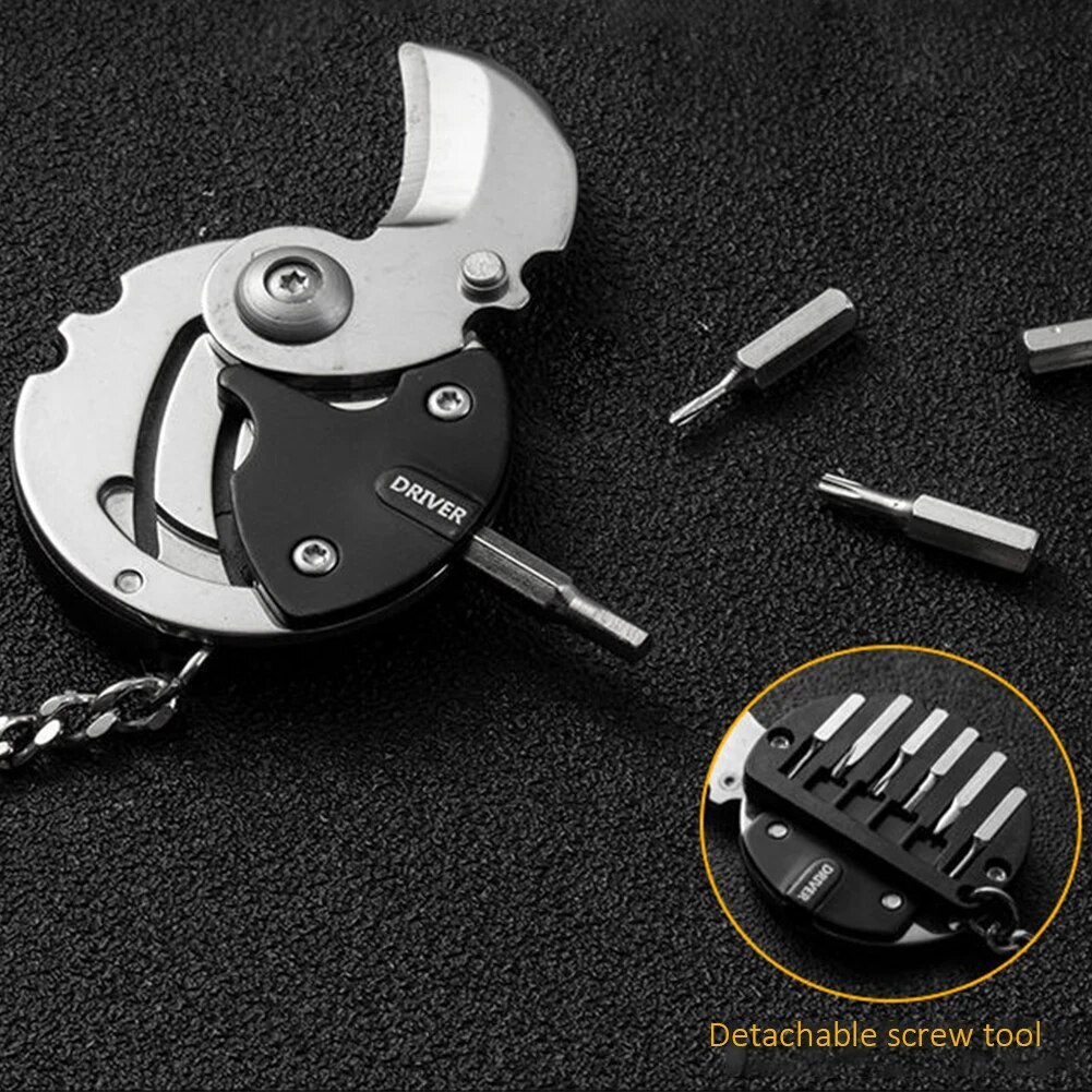 Multifunctional Keychain Screwdriver Hexagon Coin Outdoor EDC Tool Mini Keychain