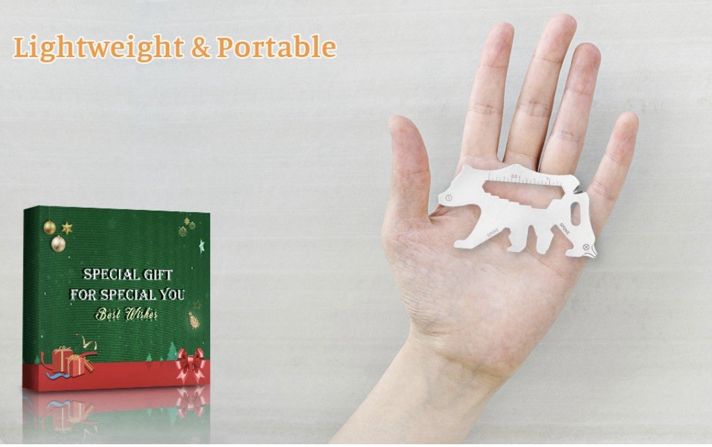12 in 1 Keychain Multi-tool Bear Christmas Gifts Men Gadget Camping Survival